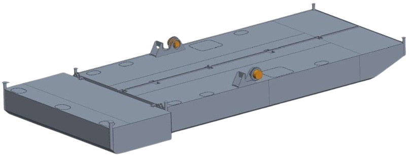 DB-181-x - Steel Work Pontoon with spuds - Extended configuration with auxiliary pontoon set