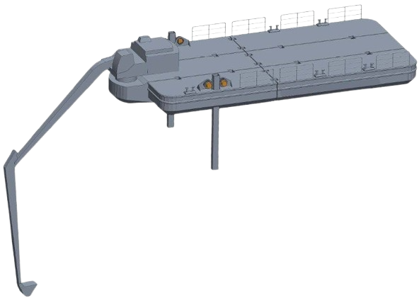 DB-241e - Steel Work Pontoon with spuds - Excavator configuration
