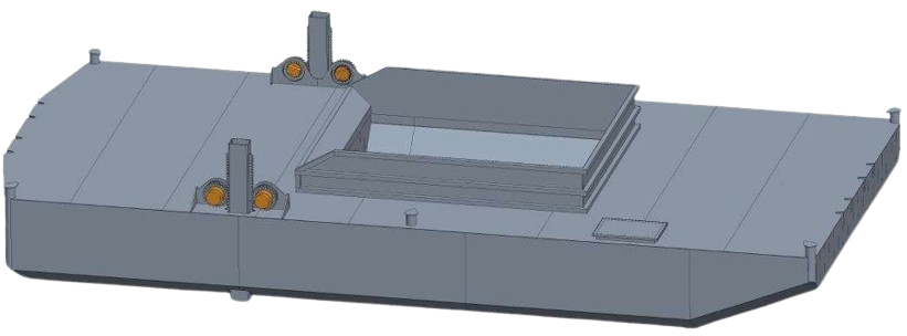 DBC-221 - Non-propelled Excavator Deck Barge with Bin Walls and Spuds