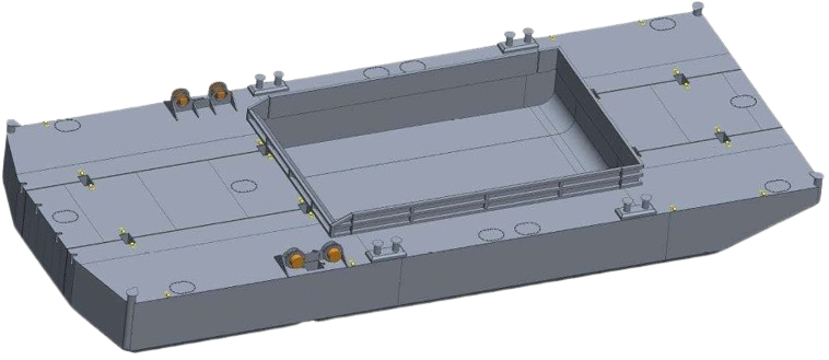 DBC-241 - Non-propelled Excavator Deck Barge with Bin Walls and Spuds
