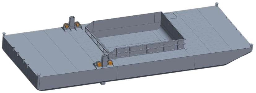 DBC-252 - Non-propelled Excavator Deck Barge with Bin Walls and Spuds